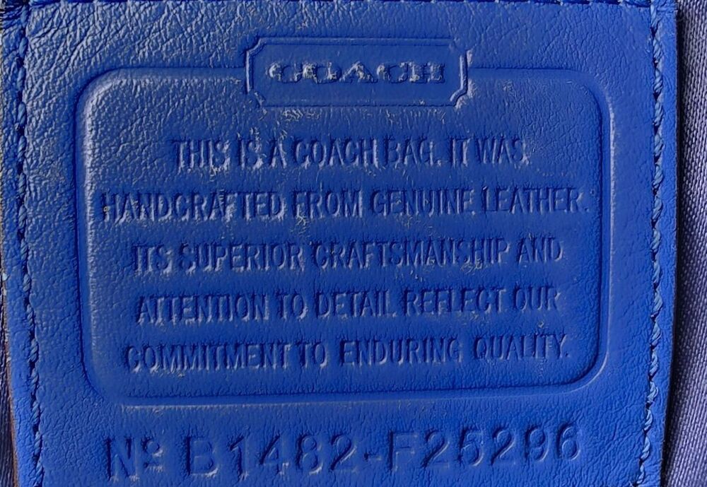 Coach Satchel Top Handle Shoulder Bag Leather Purple Blue Xtra Strap F25296 EUC - Picture 10 of 16